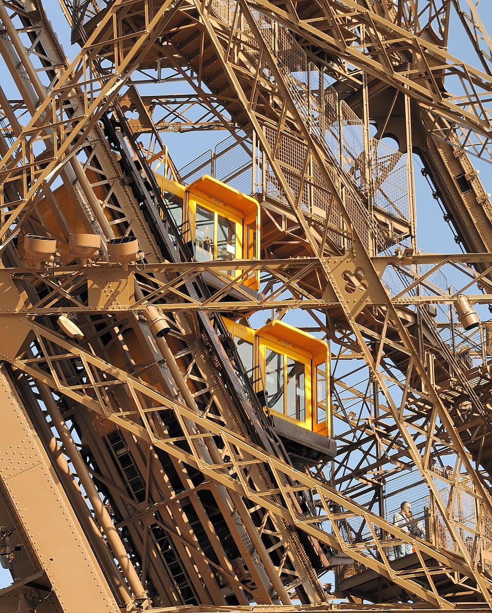 The Yellow Lift Cars — Tour Eiffel audio guide stop