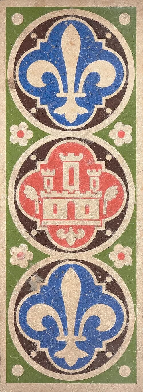 Floor Tile with Castile Castle and Fleur-de-lis Motif