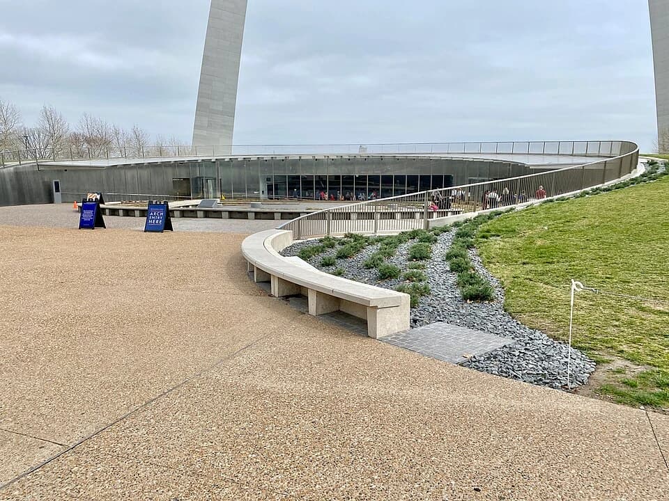 The Modern Glass Entrance — Gateway Arch audio guide stop