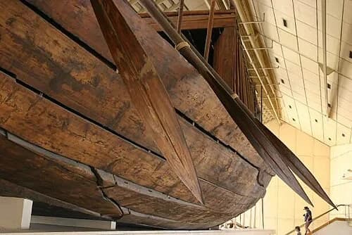 Cedar Planking and Rope Holes — Giza pyramid complex audio guide stop
