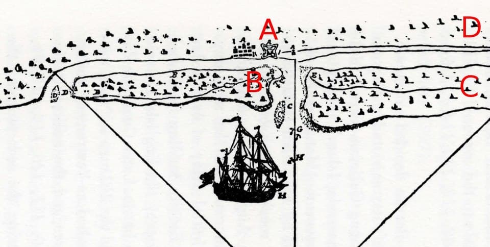 Map of the 1702 Siege — Castillo de San Marcos audio guide stop