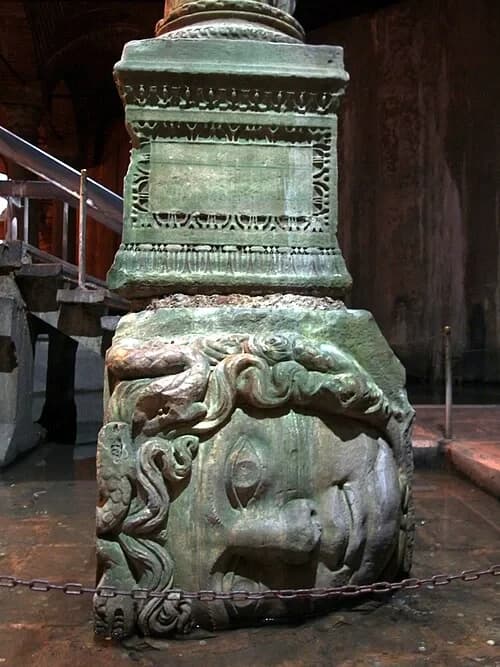 Sideways Medusa Head — Basilica Cistern audio guide stop