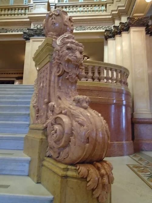Hand-Carved Marble Lions