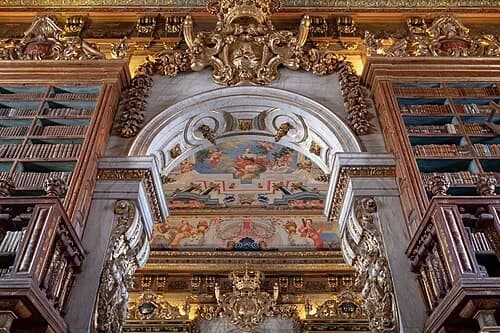 Baroque Archway Detail — Biblioteca Joanina audio guide stop