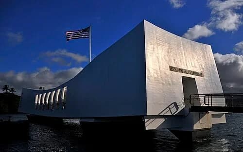 White Concrete Facade — USS Arizona Memorial audio guide stop